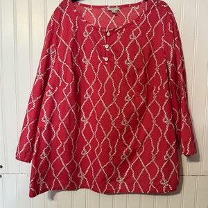 Talbots Red Rope Design Tunic